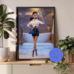 Stylish Barbie Poster Art, Fashion Decor, Modern Wall Art, Home Office Accent, Gift for Fashion Lovers