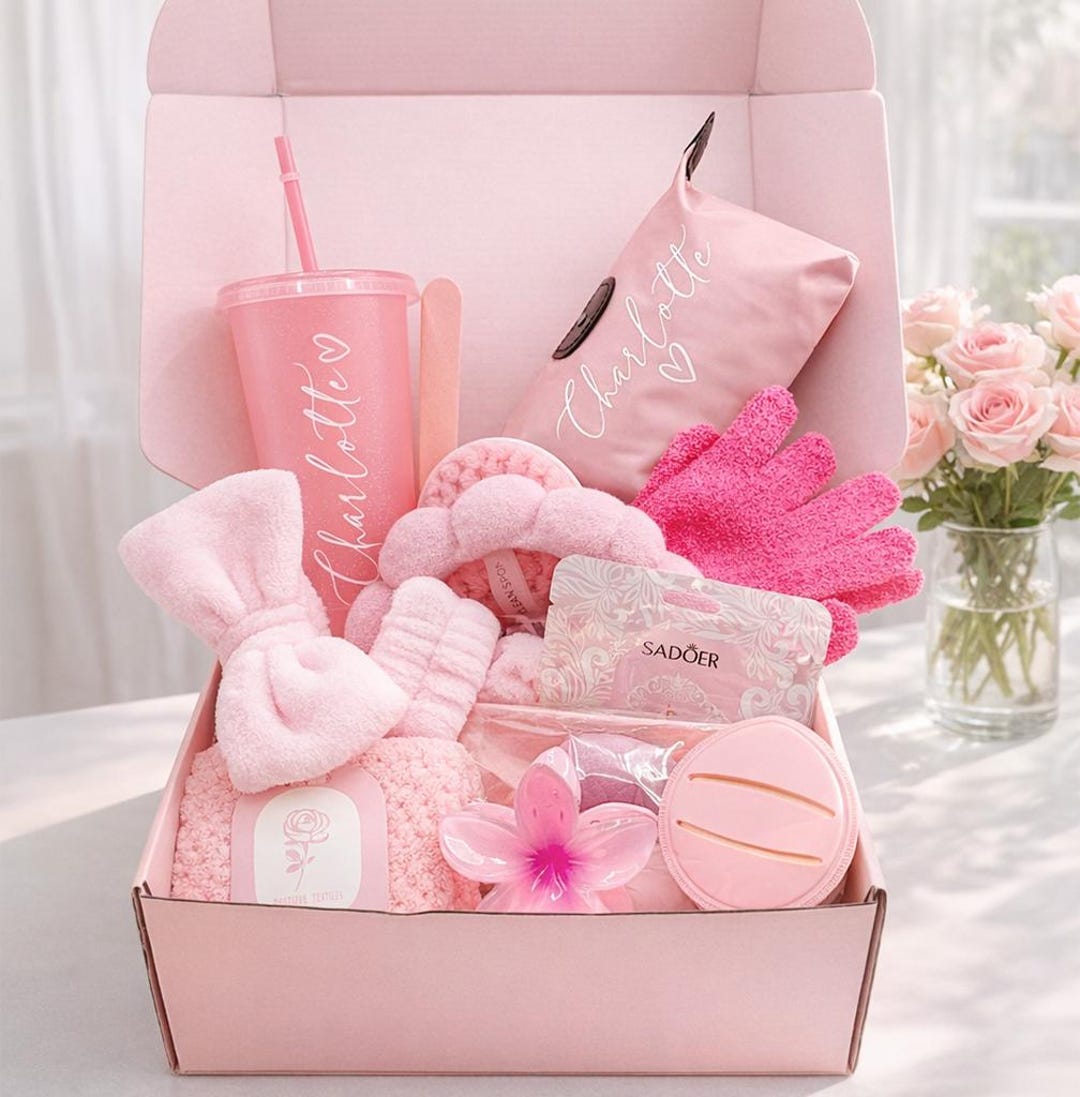 Personalized Spa Hamper Gift Box 26 Items, Personalized Makeup Bag ...