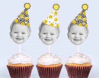 ONE Happy Dude Birthday Party, Custom Cupcake Toppers Face, Cupcake Toppers First Birthday, One Happy Dude Personalized Cupcake Toppers DU8
