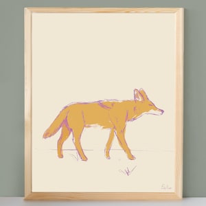 Coyote Sketch Descargas de archivos de impresión de arte digital, colores únicos para su espacio único, 8x10"
