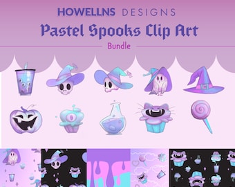 Pastel Goth Cute Halloween Clip Art Bundle