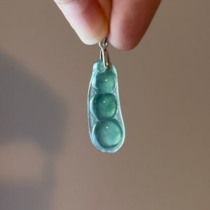 29 mm Natural Type A Guatemala High Grade Translucent Icy Blue Green Jadeite Hand Carved Pea Pod Sterling Silver Pendant | Lab Certified