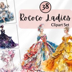 Rococo Ladies Clipart, Victorian Ladies, Victorian Fashion, Junk Journal Clip Art, Women in Vintage Dress, Boudoir Clipart, Commercial Use