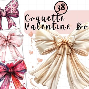 Valentine Bow clipart bundel, Coquette esthetiek, Coquette Valentines png, Coquette Bow bundel, Valentine Vibe png, commerciële licentie