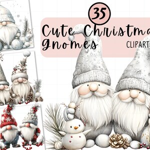 Christmas Gnomes Clipart Bundle, Cute Gnome png, Christmas Graphics, Festive Clipart, Winter Gnome graphics, Trendy Christmas,Commercial Use