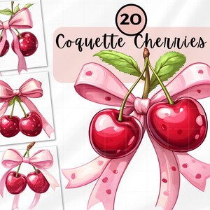 Cherry Coquette Bow Clipart, Coquette Esthetiek, Coquette Valentines Png, Cherry Bow svg, Valentine Vibe png, commerciële licentie