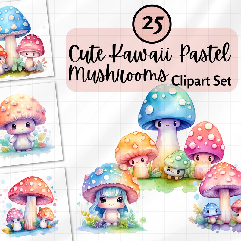 Cute Kawaii Mushrooms - Etsy