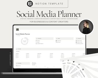 Social Media Planner I Notion Template I Content Calendar | Tiktok Notion Planner | Notion Aesthetic I Social Media Notion Dashboard