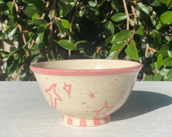 Handmade Ceramic Pink Stars Bowl