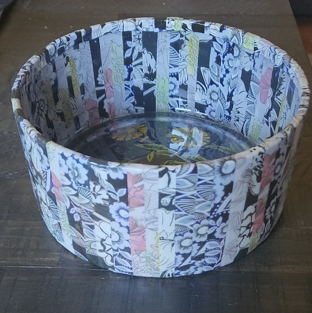 Floral Decoupage Glass Bowl Etsy