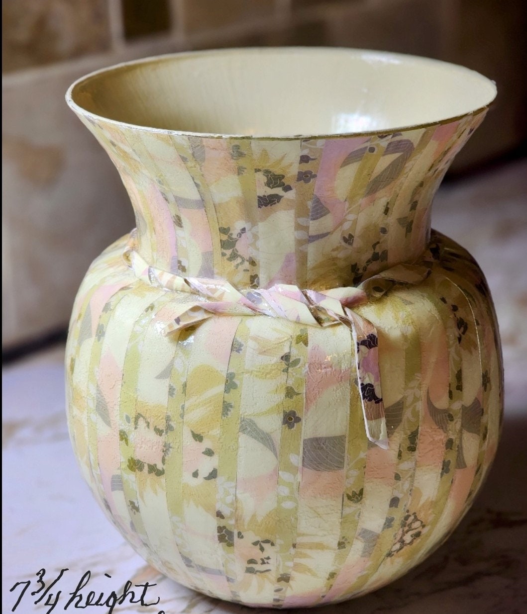 Home Decor Decoupage Glass Vessel Vase Etsy