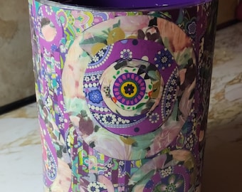 Home Decor Decoupage Glass Vessel Vase unique Artisan handmade container