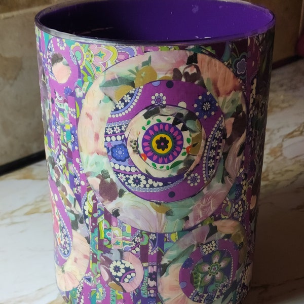 Home Decor Decoupage Glass Vessel Vase unique Artisan handmade container