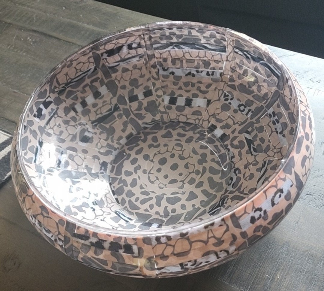 Animal Print Decoupage Glass Bowl Etsy