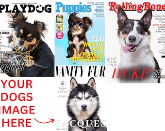Custom Pet Portrait, Custom Pet Magazine, Dog Portrait, Custom Dog Gift, Custom Dog Art, Custom Dog Magazine Cover