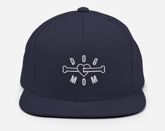 Dog Mom Snapback Hat, Bone and Thug Dog Mom Hat, Cute Dog Mom snapback Flatbill Cap, Embroidered Dog Mom Hat, Flatbill Dog Mom Hat