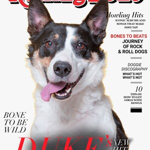 Custom Pet Portrait, Custom Pet Magazine, Dog Portrait, Custom Dog Gift, Custom Dog Art, Custom Dog Magazine Cover Rolling Bone