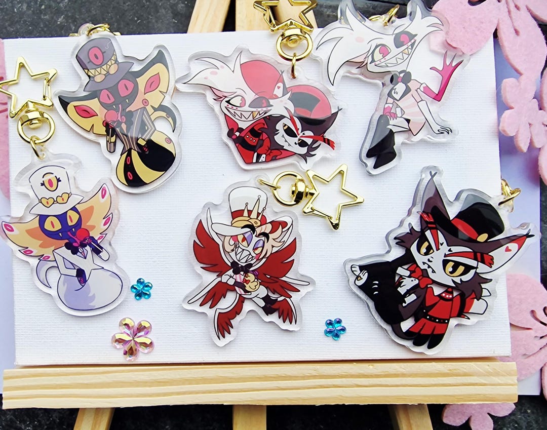 Hazbin Hotel Keychains Sir Pentious Lucifer Husk Angel Dust - Etsy
