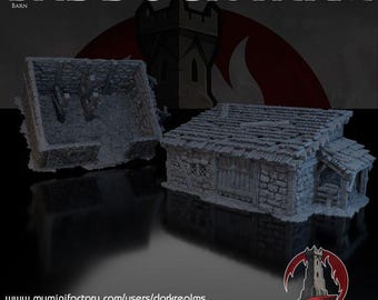 Dark Realms – Fienile della fattoria Baddock | Casale stampato in 3D per giochi da tavolo, D&D, wargame e diorami