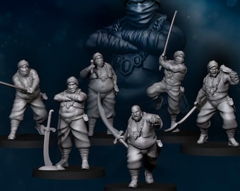 Set di miniature di guardie mercantili | Figure fantasy dell'esercito dei serpenti | Guardie e guardie del corpo in resina per giochi da tavolo, 28 mm