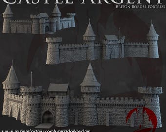 Dark Realms - Castle Argent Gate&Walls - Fantasy - Medieval - Tabletop Terrain - 28 mm