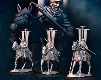 Guerriero Serpente Regolare a Cavallo | Cavaliere Fantasy dell'Esercito dei Serpenti | Miniature da Tavolo in Resina 28 mm | Cavalleria del Deserto