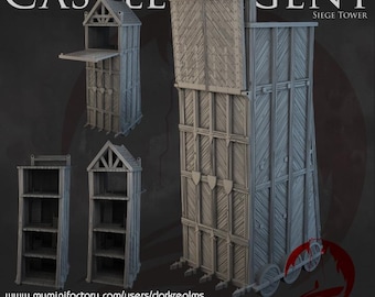 Dark Realms - Castle Argent Siege Tower - Fantasy - Medieval - Tabletop Terrain - 28 mm