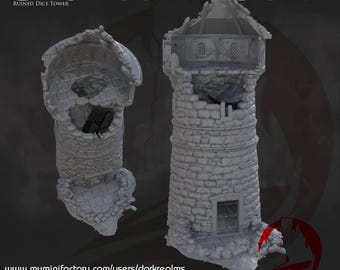 Dark Realms - Castle Argent - Ruined Dice Tower Tabletop Terrain -