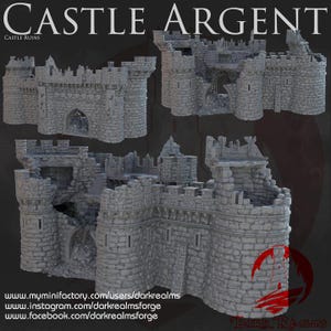 Dark Realms - Castle Argent Ruined Gate&Walls - Fantasy - Medieval - Tabletop Terrain - 28 mm