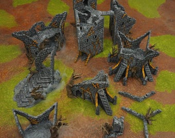 Set di rovine di castello corrotte – Rovine fantasy stampate in 3D per giochi da tavolo, D&D e wargame | Conquest Creation Il Signore degli Anelli Fantasy Tabletop