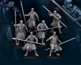 Guerriero Serpente Regolare con Lancia | Lanciere Fantasy dell'Esercito dei Serpenti | Miniature da tavolo in resina 28 mm | Set guerriero del deserto