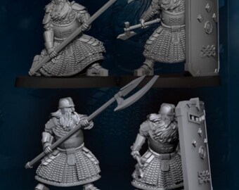 Lancia e scudo della Guardia Nanica della Cripta | Nani Kalak | Davale Games | Miniature Fantasy (28 mm)