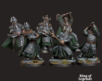 Kalak Guard 6 guerrieri nani con asce | Miniature da tavolo da 28 mm | Fanteria nanica | Ring of Legends | Figure in resina | Compatibile con MESBG
