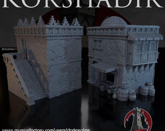 Dark Realms – Korshadir | Terreno da tavolo da 28 mm | Terreno modulare per città desertica | Stampato in PLA FDM