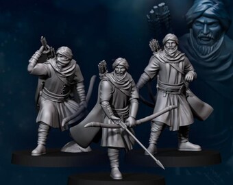 Esercito di serpenti regolare con arco | Arcieri fantasy dell'esercito di serpenti | Miniature da tavolo in resina 28 mm | Set Guerriero del deserto