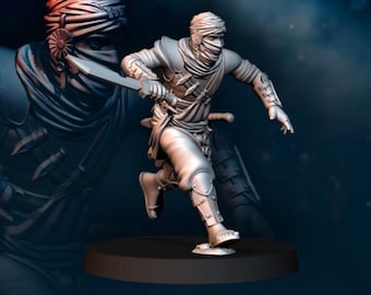 Miniatura dell'Assassino dell'Esercito dei Serpenti | Assassino fantasy in resina per tavolo da gioco 28 mm | Guerriero del deserto | Figura dell'Esercito dei Serpenti