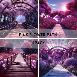 Pink Floral, Digital Backdrop, Flower Field