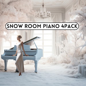 Snow Piano Room Digital Backdrop, Digital Background, Piano Background for Photographers, Photoshop Backgrounds, backdrop overlays