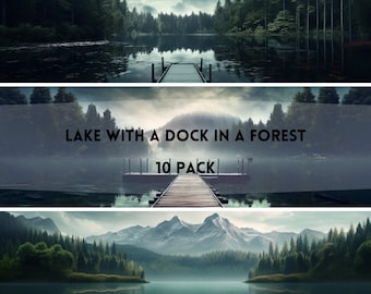 Lakeside Backdrop | Mountains | Photoshop Digital Backgrounds | Lake Background | Summer Backdrop | Dock | Composite Photography