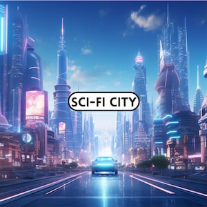 Sci-Fi City Digital Backdrop, Digital Background, Futuristic Background for Photographers, Photoshop Backgrounds, backdrop overlays
