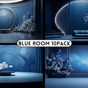 Blue Room Digital Backdrop, Digital Background, Serenity Blue Room Background for Photographers, Photoshop Backgrounds, backdrop overlays