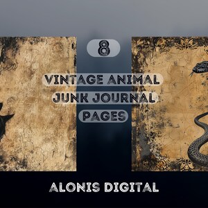 Vintage Animal Digital Paper for Junk Journals, Vintage Scrapbooking Kit, Junk Journal, Shabby Chic Printable Pages.
