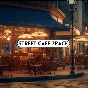 Street Cafe Digital Backdrop, Digital Background, Cafe Background for Photographers, Photoshop Backgrounds, backdrop overlays