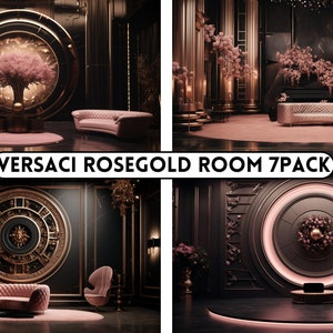 Rose Gold Versaci Zimmer Digitaler Hintergrund, Digitaler Hintergrund, Rose Gold Versaci Zimmer Hintergrund für Fotografen, Photoshop Hintergründe