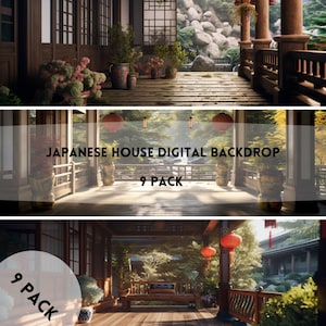 Japanese House Digital Backdrop, Asian Portrait Digital Background, Japanese Porch, Composite Photography Backdrop, Cosplay Backdrop