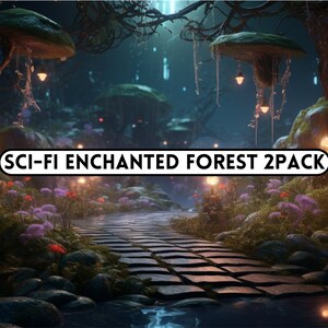 Sci-fi Forest Digital Backdrop, Digital Background, Enchanted Forest Background for Photographers, Photoshop Backgrounds, backdrop overlays