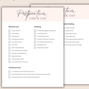 Postpartum Checklist Printable, Postpartum Planner Printable, Pregnancy Planner, New Mom Planner, Baby Essentials, Instant Download PDF