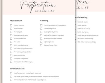 Checklist postpartum essentials, planner nieuwe moeder (afdrukbaar pdf-bestand)