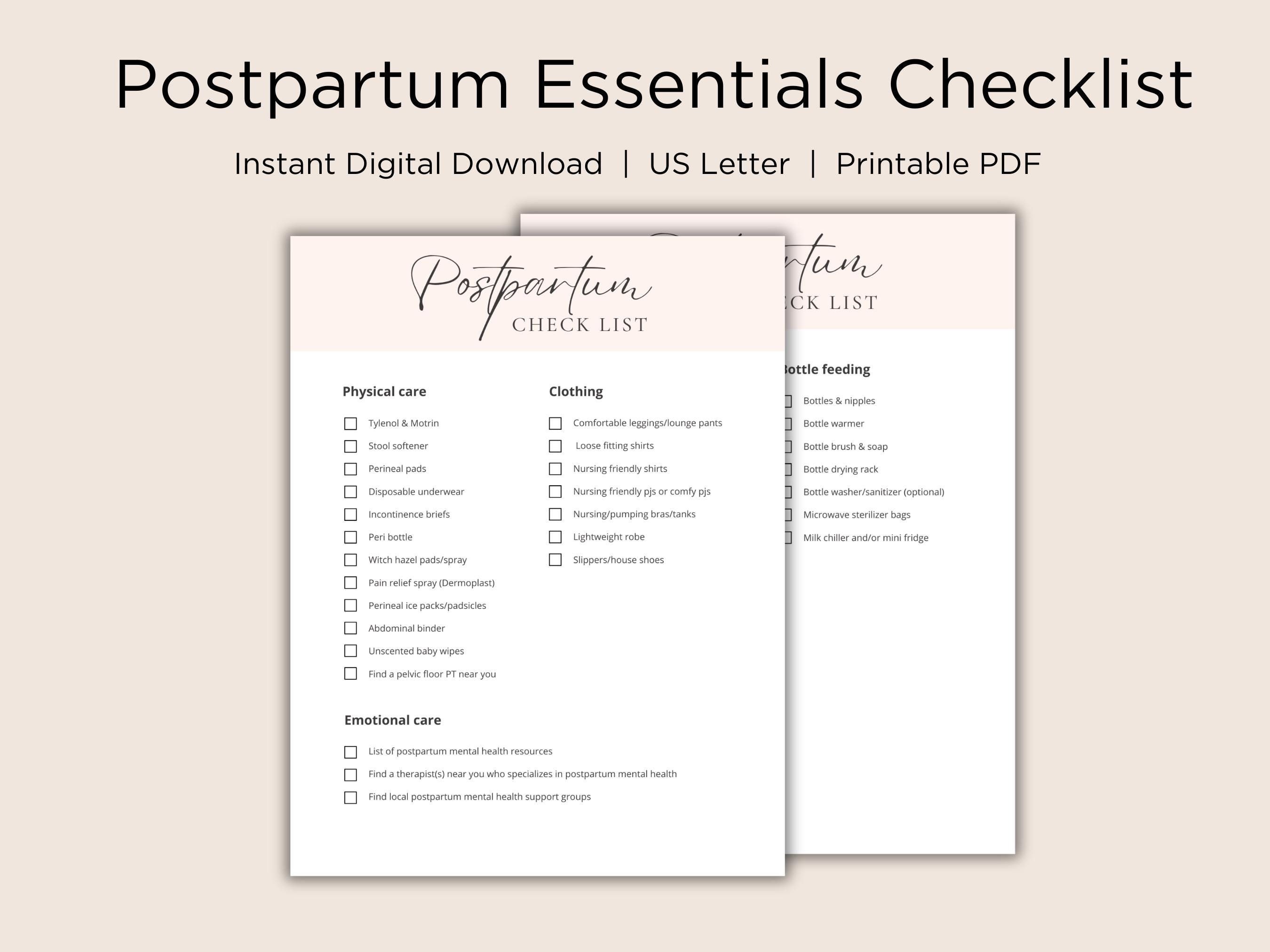 Postpartum Checklist Printable, Postpartum Planner Printable, Pregnancy ...