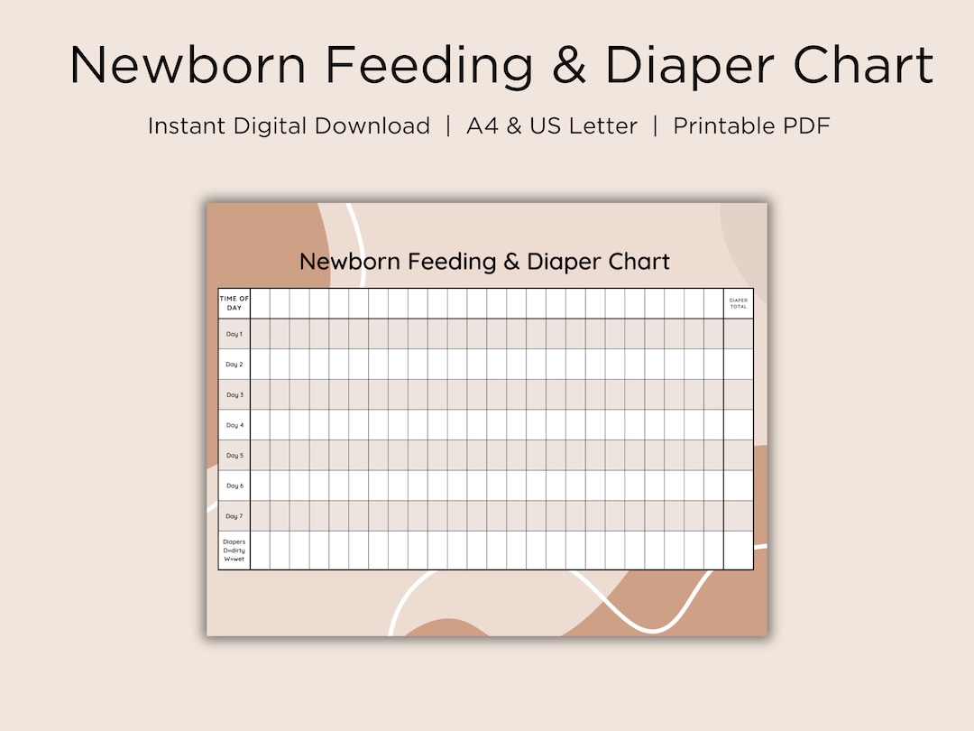 Newborn Feeding and Diaper Chart, Feeding Tracker, Newborn Feeding and ...
